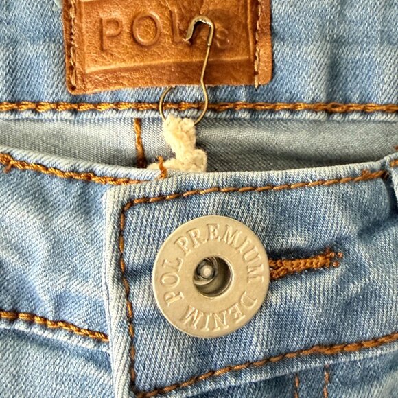 POL Flared Blue Denim Jeans With Frayed Hem & Tassels, Size S - Picture 6 of 7